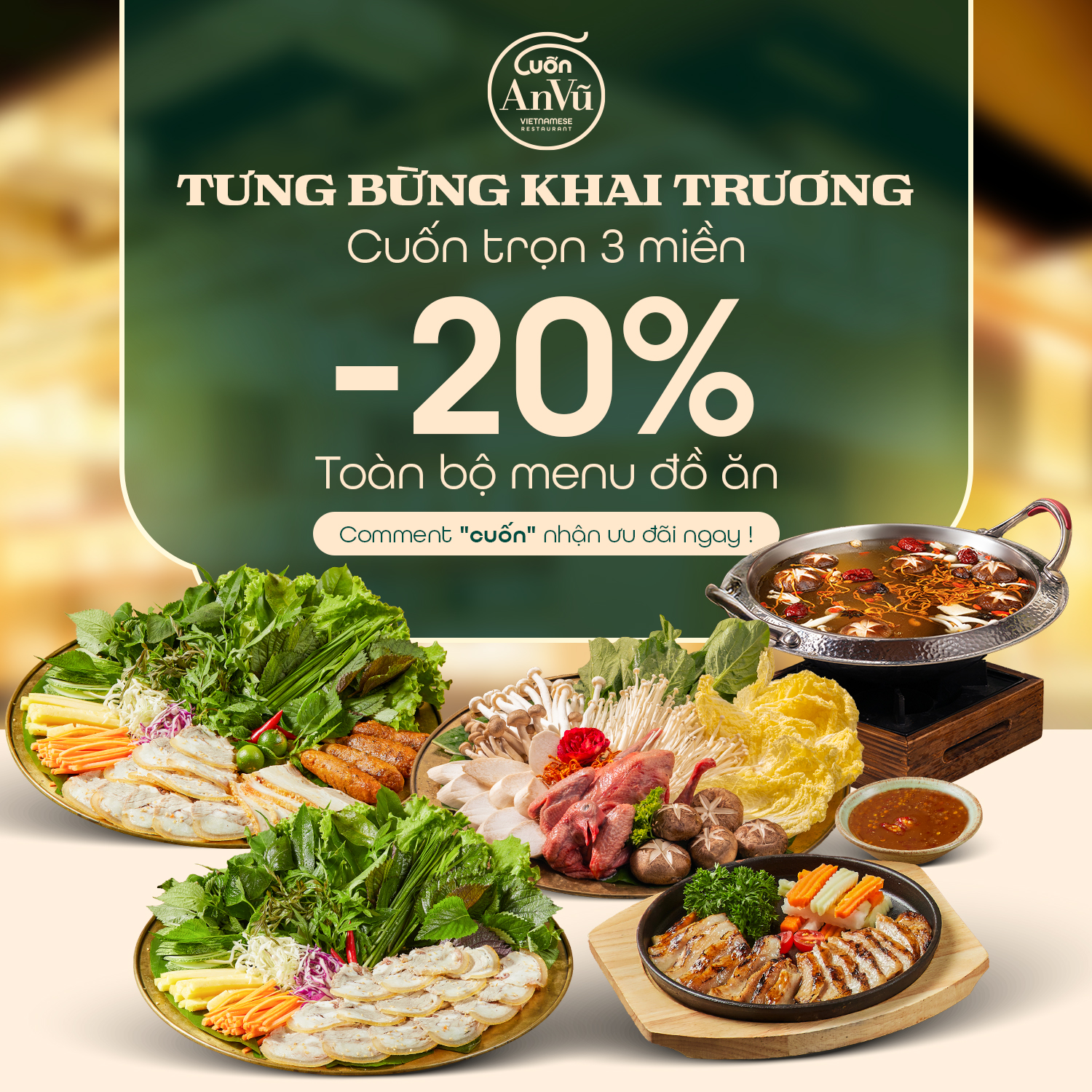 -20% TOÀN BỘ MENU ĐỒ ĂN MỪNG TÂN GIA CUỐN AN VŨ VINCOM PHẠM NGỌC THẠCH